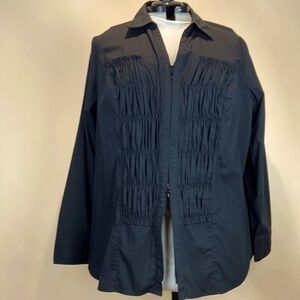 Lane Bryant black zip front blouse. Sz 22/24